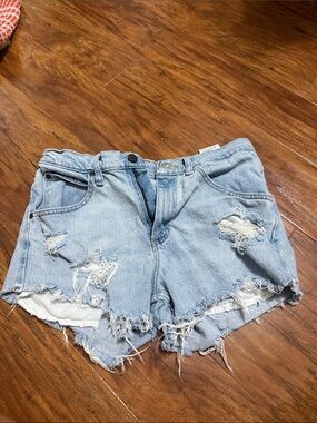 Wrangler Light Blue Distressed Denim Cutoff Shorts
